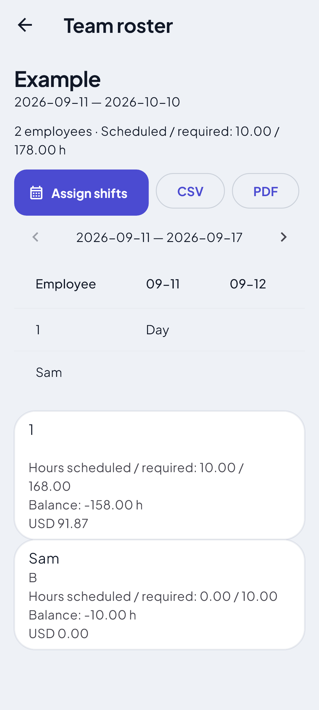 A shared view of the schedule